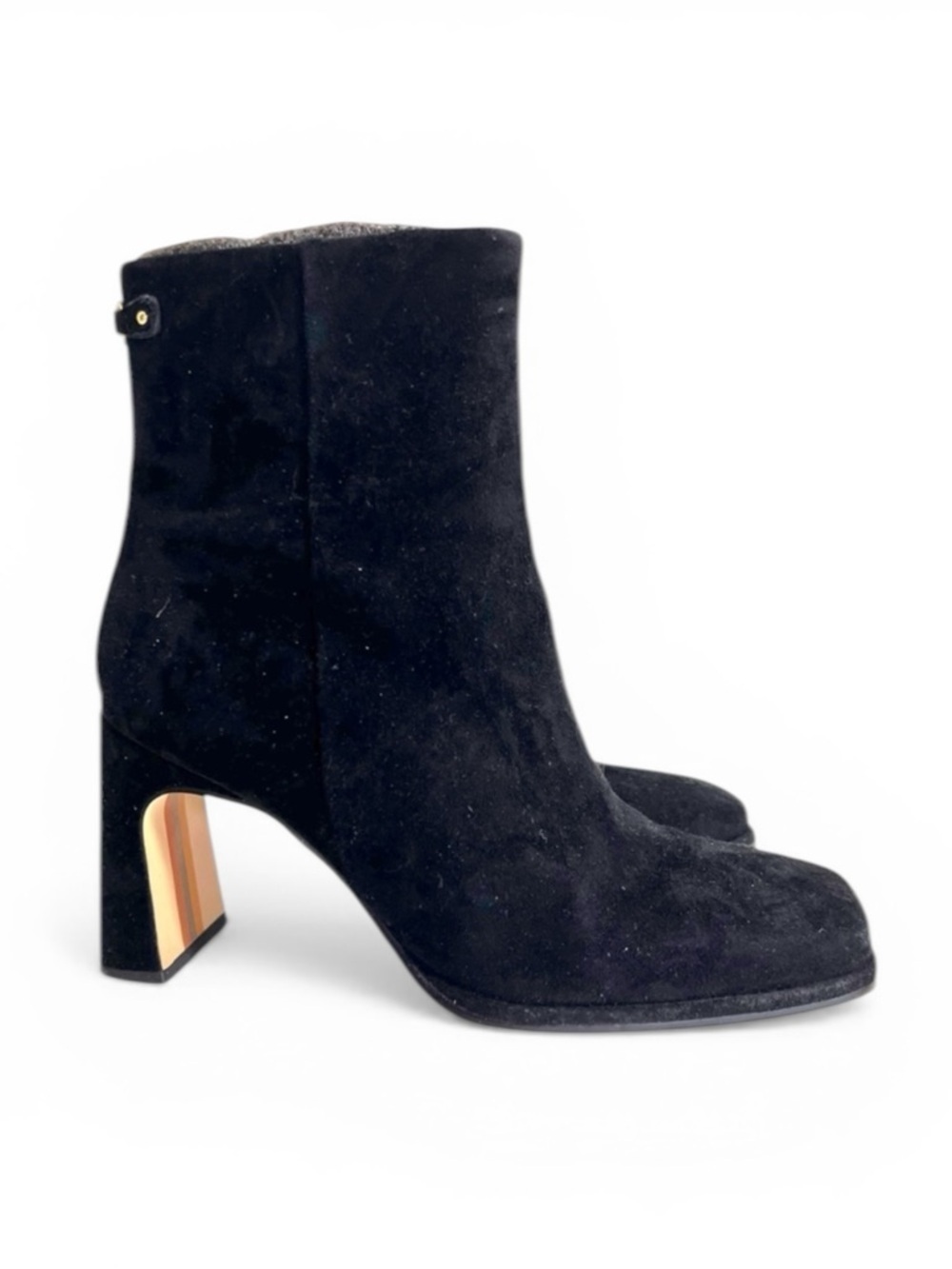 Sam Edelman Irie Black Suede Square Toe Heeled Bootie